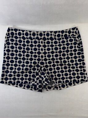Ann Taylor Navy Tan & White Geometric Pattern Bike Shorts